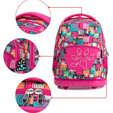 Yexin Kids Print Pattern Trolley Schoolbag - Waterproof Wheeled Rolling Backpack For Girls And Boys