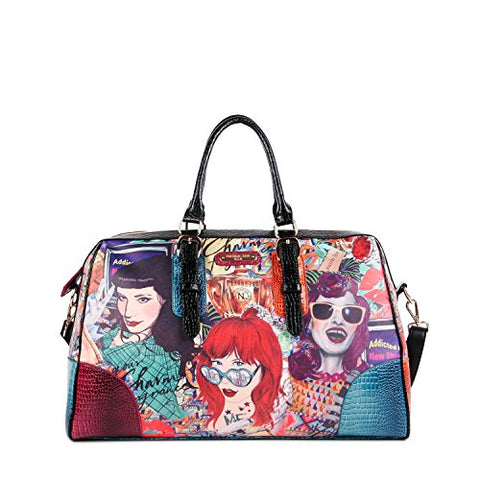 Nicole Lee Shelby Retro Print Overnighter, Punky, One Size