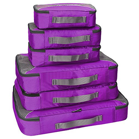 G4Free Packing Cubes 6pcs Set Travel Accessories Organizers Versatile Travel Packing Bags(Purple)