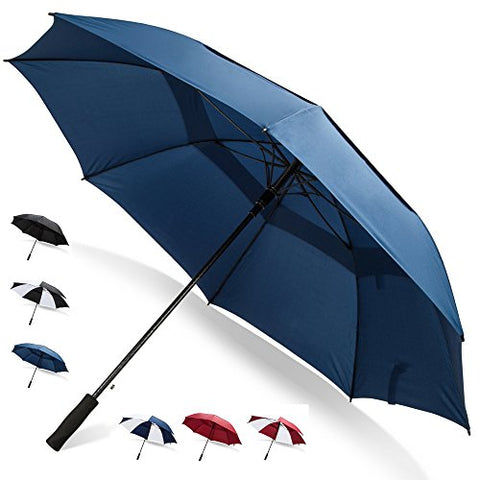 62 Inch Golf Umbrella (Blue, 1-Pack) Sun Umbrella Sports Umbrella Shade Golf Stuff Rain Umbrella Canopy Umbrella Large Wedding Umbrellas Blue Umbrella