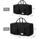 ZUMIT 45L Travel Duffel Bag Mens Womens Large Foldabling Luggage Water-resistant Super Lightweight Shoulder Suitcase Holdall Tote Handbag Brief Case Black #806-S