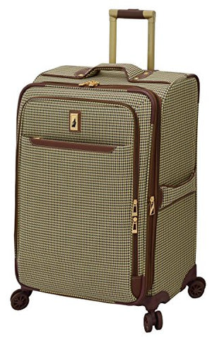 London Fog Cambridge Ii 25" Expandable Spinner, Olive Houndstooth