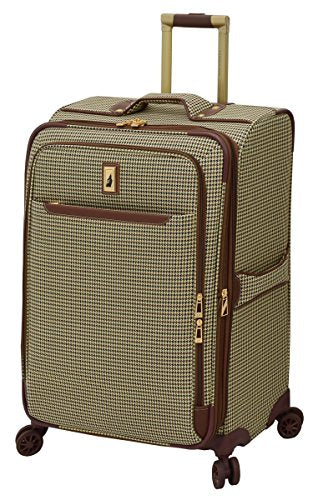 London Fog Cambridge Ii 25" Expandable Spinner, Olive Houndstooth