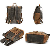 Mwatcher Waterproof Waxed Canvas Leather Backpack College Weekend Travel Rucksack 15in laptops