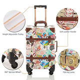 COTRUNKAGE Small 20" Vintage Luggage Set 2 Pieces Carry On Suitcase for Womens, Stamp (13" & 20")