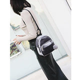 Women Girls Mini Fur Ball Backpack Fashion Shoulder Bag Travel School Bags (Gray)