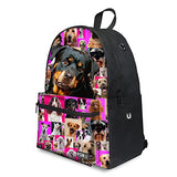 Bigcardesigns 15" Rottweiler Animal Backpack Pink