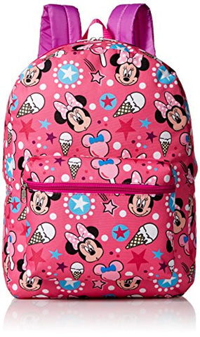 Disney Girls' Minnie Mouse All Over Print Backpack, Multi