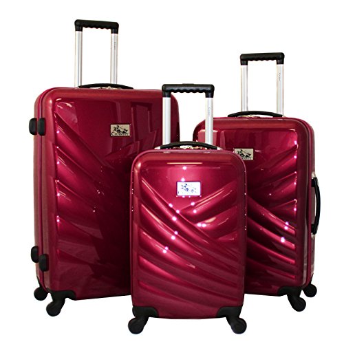 Chariot Veneto 3 Piece Hardside Lightweight Upright Spinner Luggage Set, Raspberry, One Size