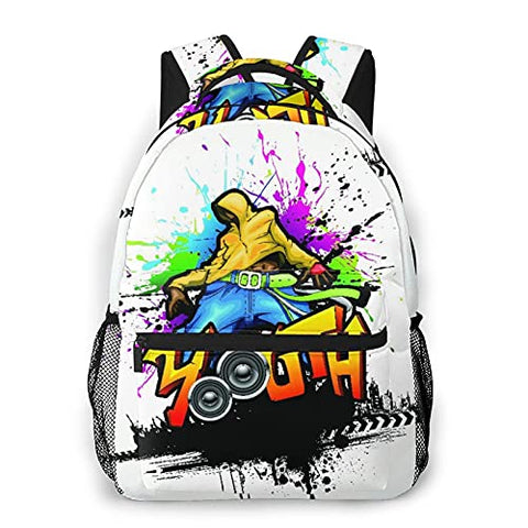 Multi leisure backpack,Young Man Hip Hop Culture Graffiti Art And St, travel sports School bag for adult youth College Students