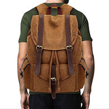 Mens Womens Casual Canvas Laptop Backpack Outdoor Travel Rucksack School Bookbags Khaki