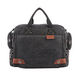ABage Men's Vintage Canvas Travel Laptop Crossbody Shoulder Messenger Bag Satchel, Black