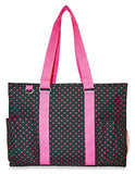 Ever Moda Utility Tote Bag (Black Pink Polka Dots)