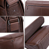 Banuce Brown Real Leather Messenger Bag for Men 14" Laptop Shoulder Briefcase Flapover Business