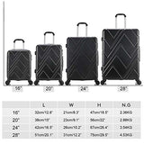 4PC Luggage Sets, ABS Hardshell Luggage Set Lightweight Hard Shell Travel Suitcases w/Spinner Wheels Free Suitcase Cover(18 20 24 28Inch) (Black)