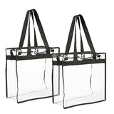 Stadium Approved Clear Plastic Tote Bags with Handles (11.75 x 11.5 x 5.75 In, 2 Pack)