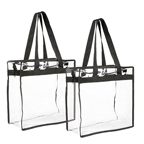 Stadium Approved Clear Tote Handbag with Handles, Large Plastic Bag with  Zipper for Concerts (11x4x7 In)