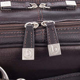 Bugatti Sartoria Zipper Large Leather Briefcase, Top Grain Leather, Brown