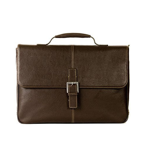 Boconi Tyler Tumbled Brokers Bag in Coffee w/Khaki