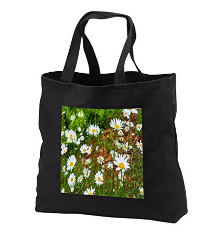 TDSwhite – Summer Seasonal Nature Photos - Daisy Field Summer - Tote Bags - Black Tote Bag JUMBO