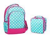 Reinforced Design Water Resistant Backpack And Lunch Bag Set (Aqua Dot)