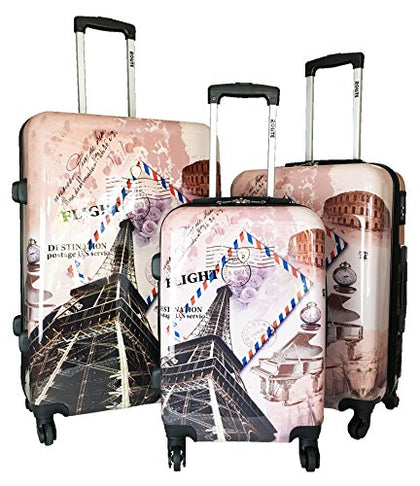 Rolite City Stamping Lightweigt 3-Pcs Expandable Hardshell Spinner Luggage Set (Flight)