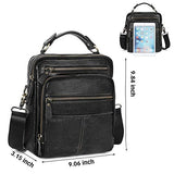 BAIGIO Men's Genuine Leather Shoulder Bag Vintage Cross-body Messenger Bags Multi-pocket Purse Soft