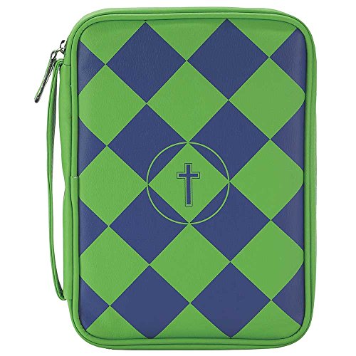 Blue and Green 7.5 x 10.5 Leather Like Vinyl Thinline Bible Cover Case with Handle