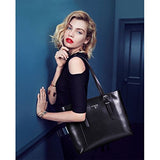 BOSTANTEN Women Briefcase Leather Laptop Tote Handbags 15.6" Computer Shoulder Bags Black