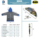DC Comics Boys' Little Batman Character Slicker and Umbrella Rainwear Set, Gray, Age 4-5