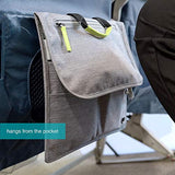 So-Mine Commuter Essential Bag | Attaches to Airline Seat and Car Pocket | Travel Organizer | Slim Profile | 6 Pockets | 2 Cable Loops | 1 Zipper Pocket | Fits on Roller Bag Handle | Ash/Lime