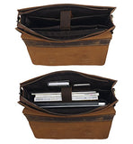 Polare Mens Full Grain Leather 15.6'' Removeable Laptop Compartment Briefcase Messenger Bag Satchel