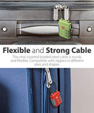 Fosmon TSA Approved Cable Luggage Locks (4 Pack) - Black, Green, Red and Blue