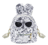 Aibearty Rabbit Ears Mini Backpack Sequins Rucksack Casual Bag