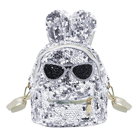 Aibearty Rabbit Ears Mini Backpack Sequins Rucksack Casual Bag