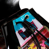 Studded Printed Glossy Backpack with Back Zipper Pocket and Adjustable Strap