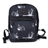 Damara Girls Swans Print Student School Bag,Black
