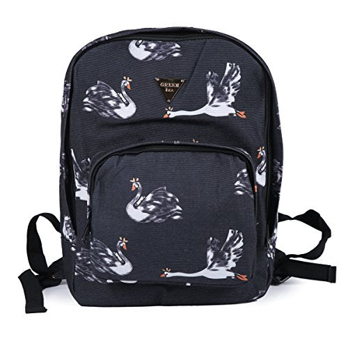 Damara Girls Swans Print Student School Bag,Black