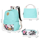 BLUBOON Teens Backpack Set Canvas Girls School Bags, Bookbags 3 in 1 (Water Blue-14)