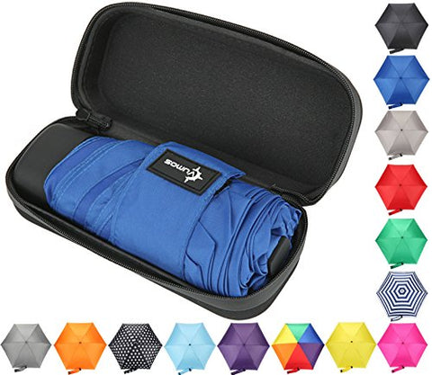 Travel Umbrella with Waterproof Case - Small, Compact Umbrella for Backpacks, Purses, Briefcases or