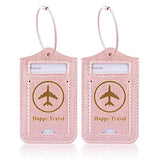 Luggage Tags, ACdream Leather Case Luggage Bag Tags Travel Tags 2 Pieces Set, Rose Gold