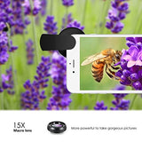 AMIR Phone Camera Lens, 0.6X Super Wide Angle Lens + 15X Macro Lens for iPhone Lens Kit, 2 in 1