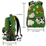 LORVIES Farm Animal Green Lightweight School Classic Backpack Travel Rucksack for Girls Women Kids Teens