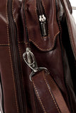 Tony Perotti Italian Cow Napoli Laptop Zip-Around Double Compartment Leather Briefcase, Brown