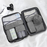Packing Cubes VAGREEZ 7 Pcs Travel Luggage Packing Organizers Set with Laundry Bag (Grey)