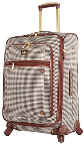 Nicole Miller Luggage Large 28" Expandable Softside Suitcase With Spinner Wheels (28 in, Brown Plaid)