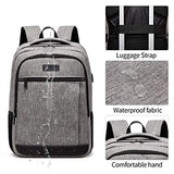 QINOL Travel Laptop Backpack Anti-Theft Work Bookbags With Usb Charging Port, Water Resistant 15.6 Inch College Computer Bag for Men Women (Grey)