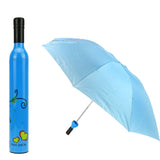 Fakeface Novelty Womens Mens Wine Vase Shaped Bottle Three Folding Umbrella Anti-UV Sun Shade Rain Compact Collapsible Portable Travel Umbrella