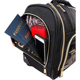 BEBE Women's Evans Wheeled Under The Seat Carry On Bag, Black Croc