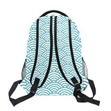 Stylish Japanese Seigaiha Waves Backpack- Lightweight School College Travel Bags, ChunBB 16" x 11.5" x 8"